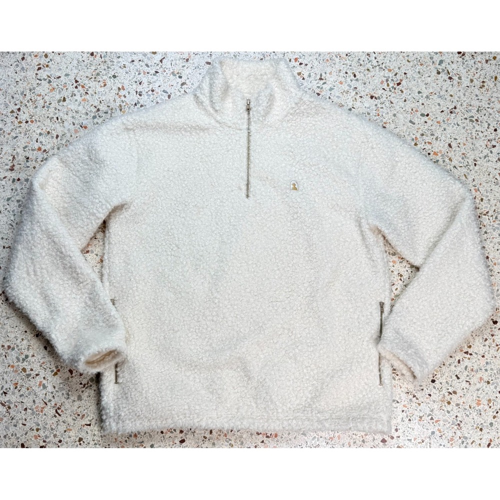 Dandy Del Mar Men's The Cusco Sherpa Vintage Ivory 1/4 Zip Pullover Size Medium